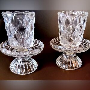 PartyLite Quilted Crystal Votive Candle Holder Pair In Original Box P9246